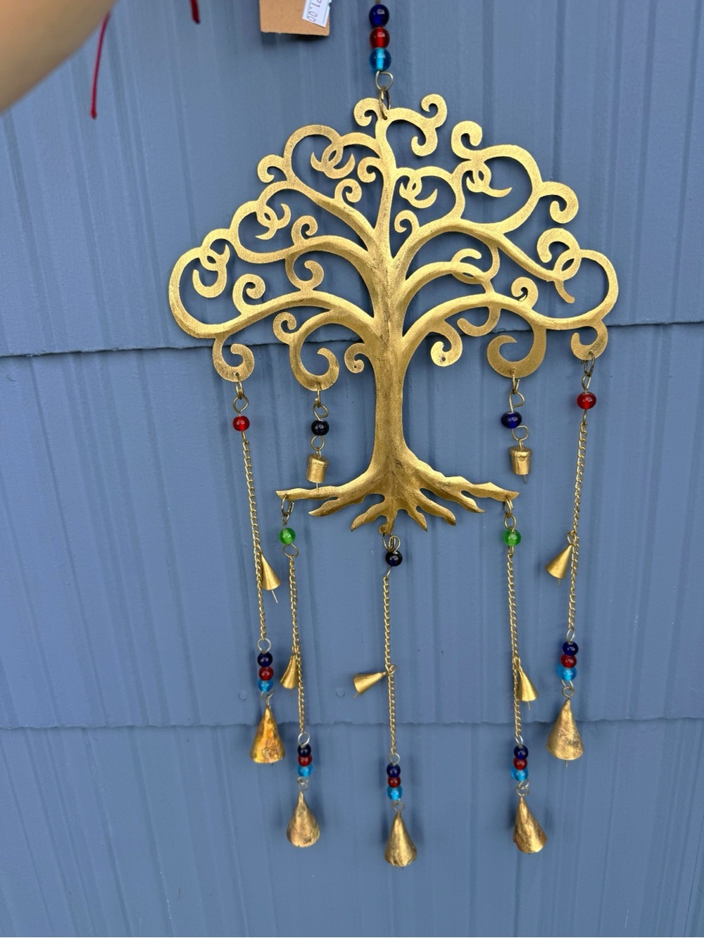 Gold Tree of Life Wall Hanging with Multicolor Beads wind chime